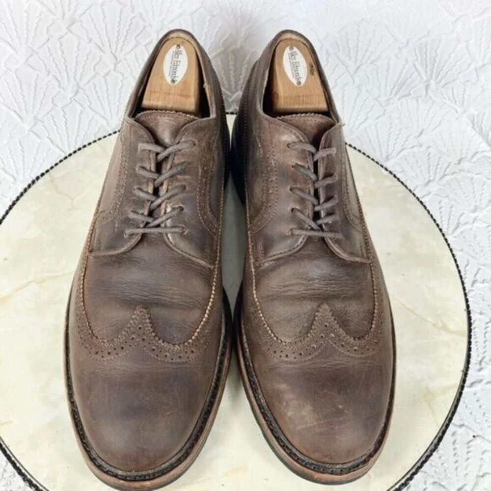 Frye James Wingtip Oxford Shoes Sz 12 Brown Full Grain Distressed Leather Preppy